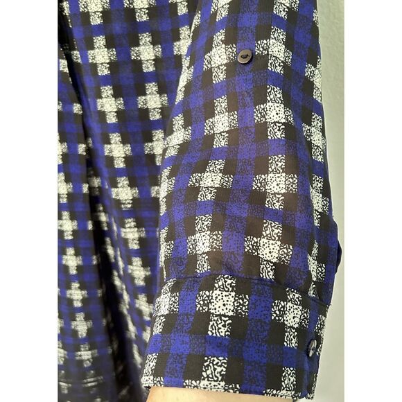Antilia Femme Blouse - Midnight Blue Tunic Plaid Graphic Pattern - Picture 9 of 9